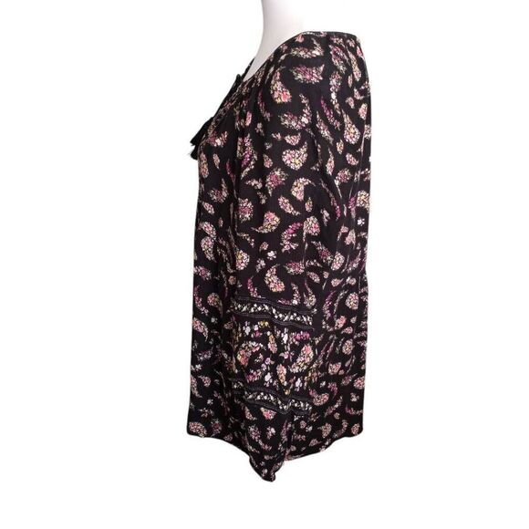 OLD NAVY BLACK & PINK FLORAL BOHO-INSPIRED BLOUSE SZ.L EUC - Picture 4 of 7
